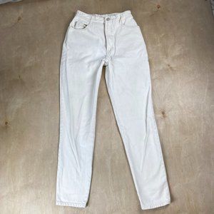 BONGO White Creme High Waisted Balloon Zip Up Jeans Women's